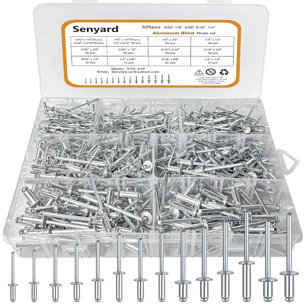Pop Rivets, Pop Rivets Assortment Kit, Aluminum Rivets Kit, Pop Rivet Set Includ