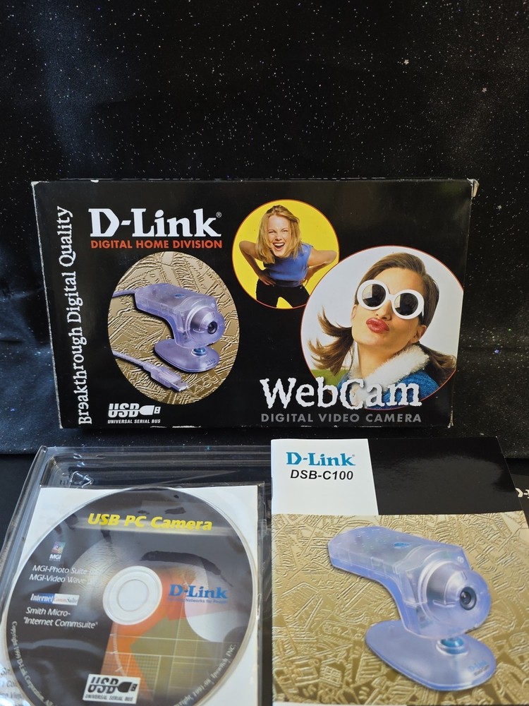 Vintage D-Link DSB-C100 USB Digital Video Camera-Complete in Box Retro Webcam