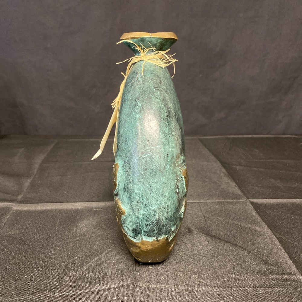 Handmade Bronze Botellón/Vase With Leaf Pattern - 9” Unique