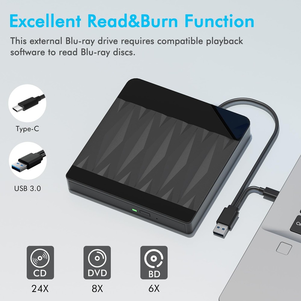 External Blu Ray Drive ,Bluray Burner USB 3.0 Type-C BD/DVD/CD...