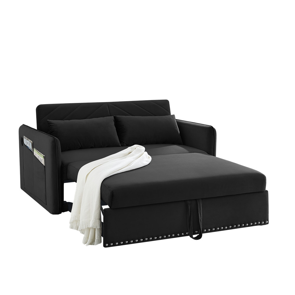 3-in-1 Sleeper Sofa Bed Adjustable sleeper with pull-out bed w/USB Port & Pillow