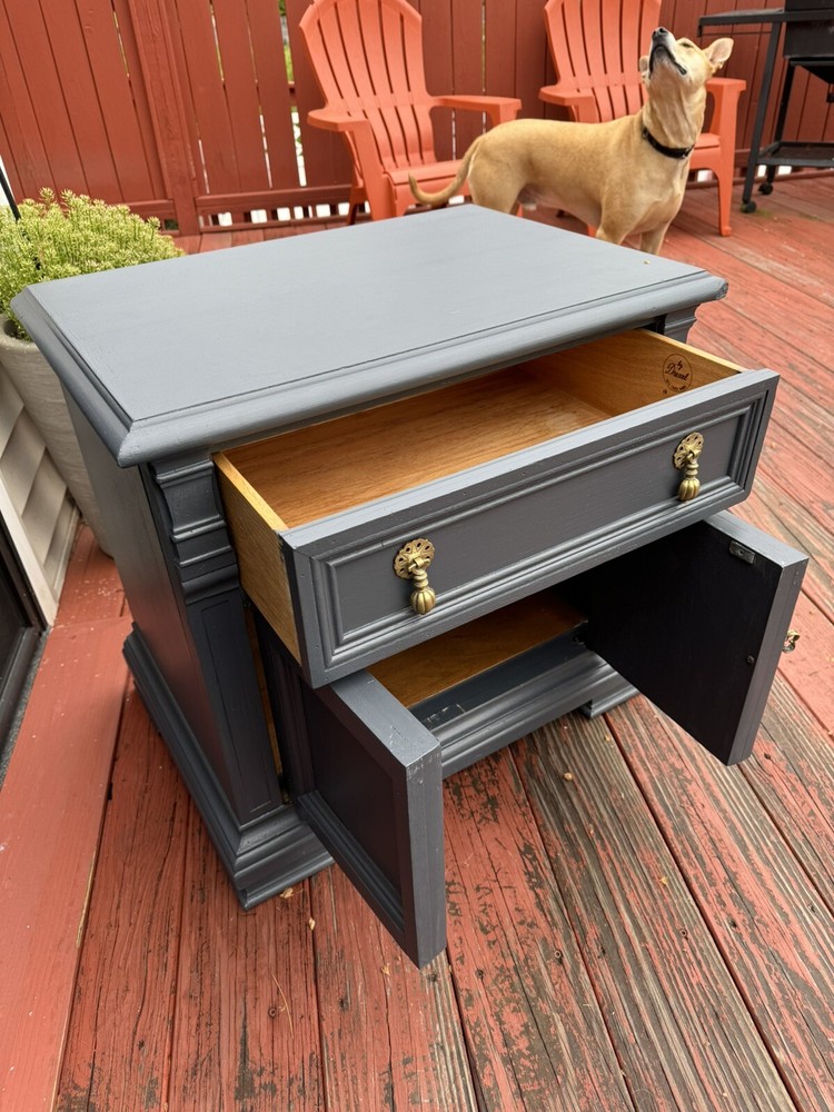 Vintage Night Stand Nightstand Refinished Solid Wood