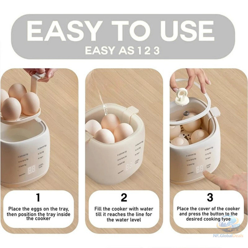 Electric Egg Cooker 4 Eggs 200W EU Plug Multi Function Boiler Steamer UK 220V