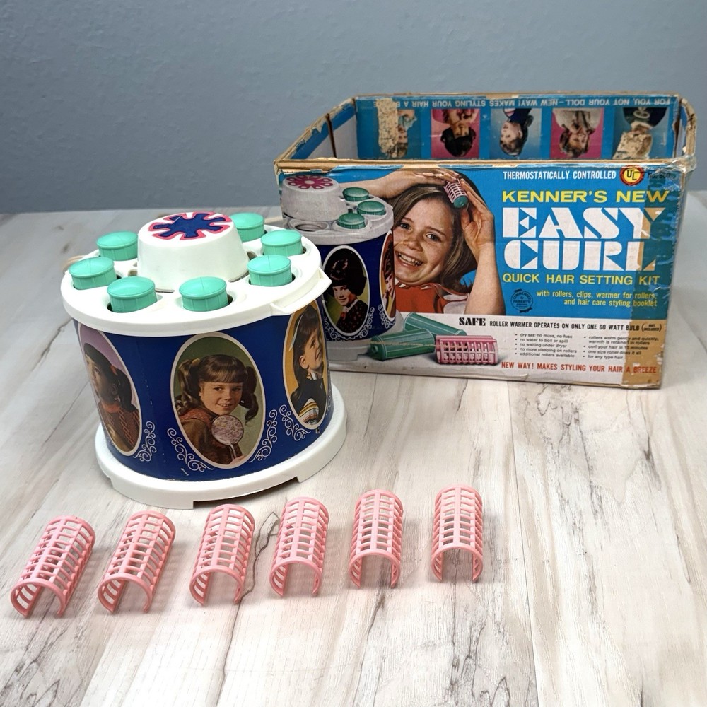 VTG 1968 KENNER Easy Curl Quick HAIR SETTING KIT Rollers WORKS *Missing 2 Clips*