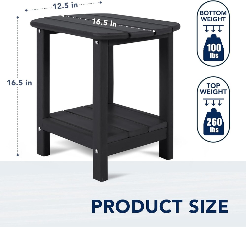 Side Table 16.5" Outdoor Side Table HDPE Plastic Double Adirondack