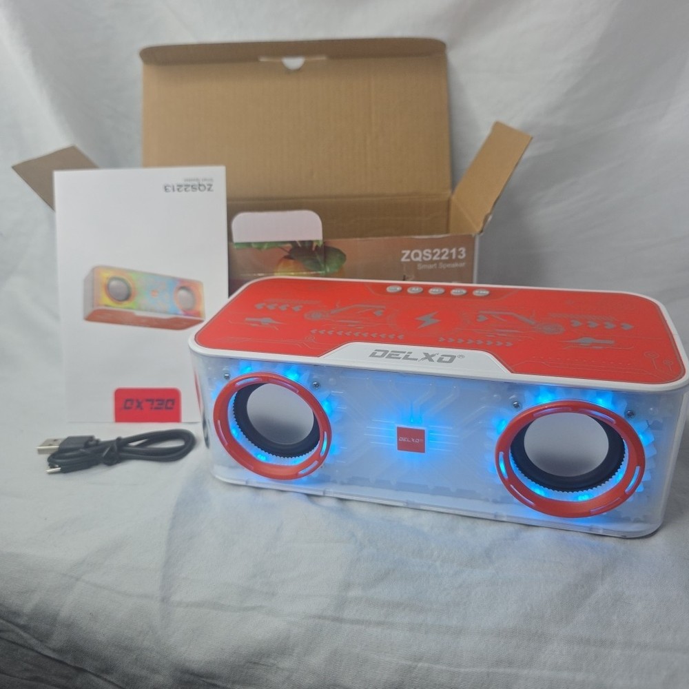 Mecha Led Speaker Light Up Bluetooth Rechargeable Aux Input Micro SD (CUP)