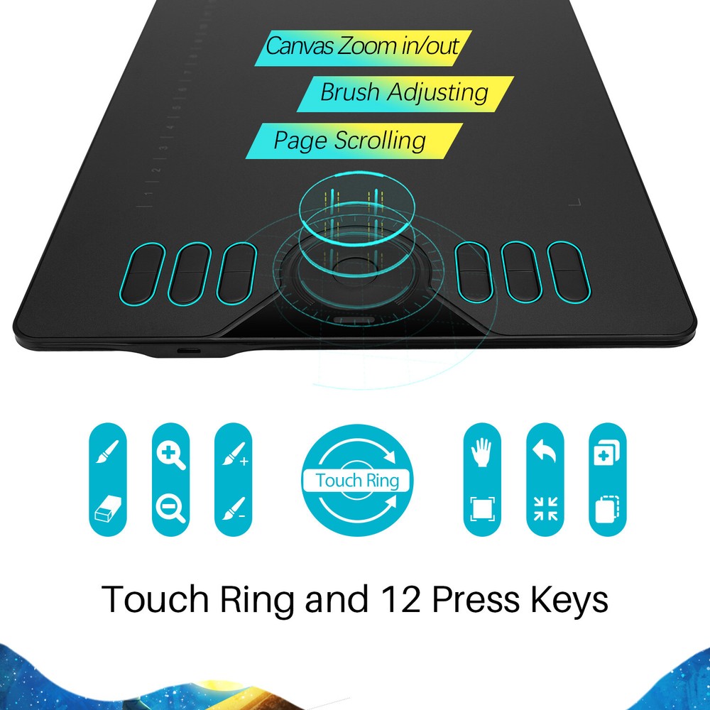 Huion HS610 8192 Graphics Drawing Tablet touch ring Certified Refurbished