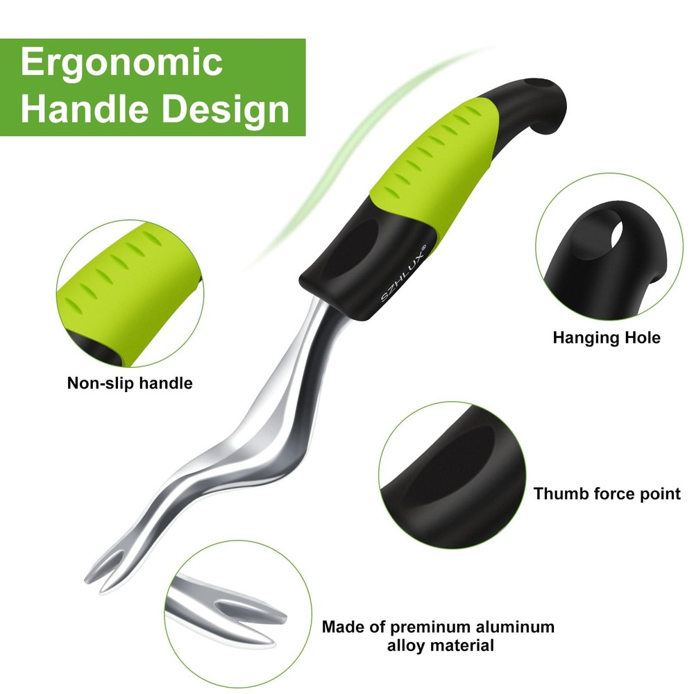 SZHLUX Hand Weeder Tool, Gardening Tool with Ergonomic Handle, green