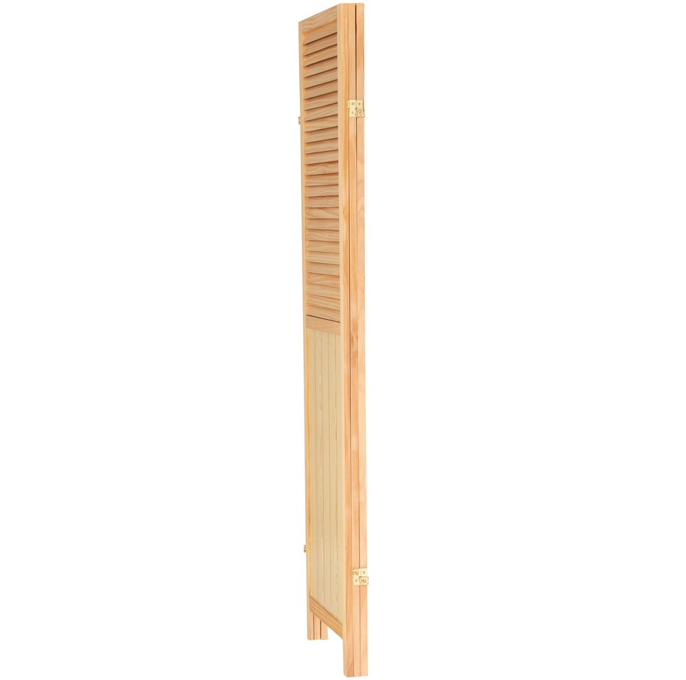 6 ft. Tall Louvered Beadboard Room Divider Natural 3 Panel