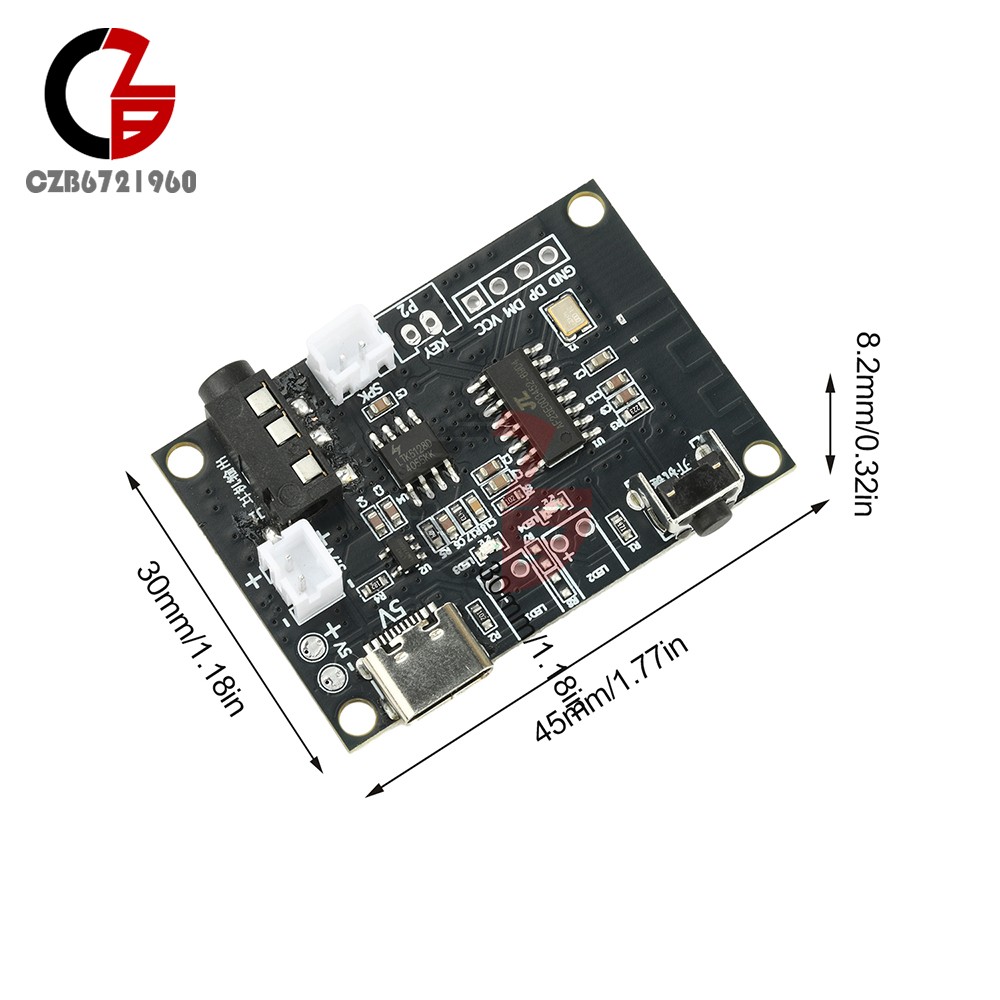 5PCS DC 5V 5W Bluetooth Amplifier Board Mono Mini Audio Module Type C Interface