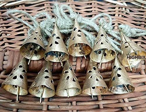 Rusty Harmony Cow Bells 10 Pieces Vintage Handmade Rustic Lucky Cone Shape