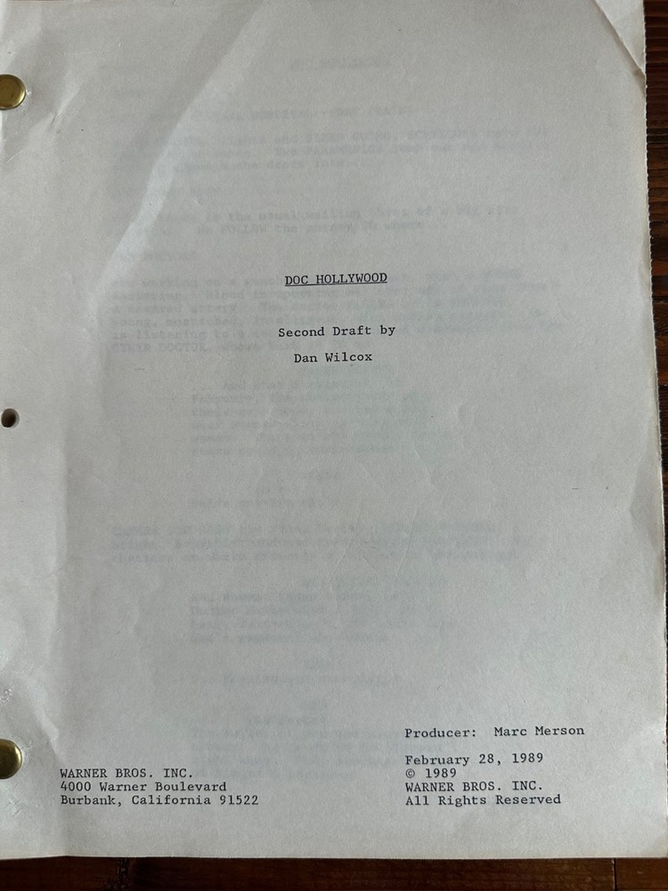 DOC HOLLYWOOD MICHAEL J. FOX MOVIE ORIGINAL SCREENPLAY SCRIPT