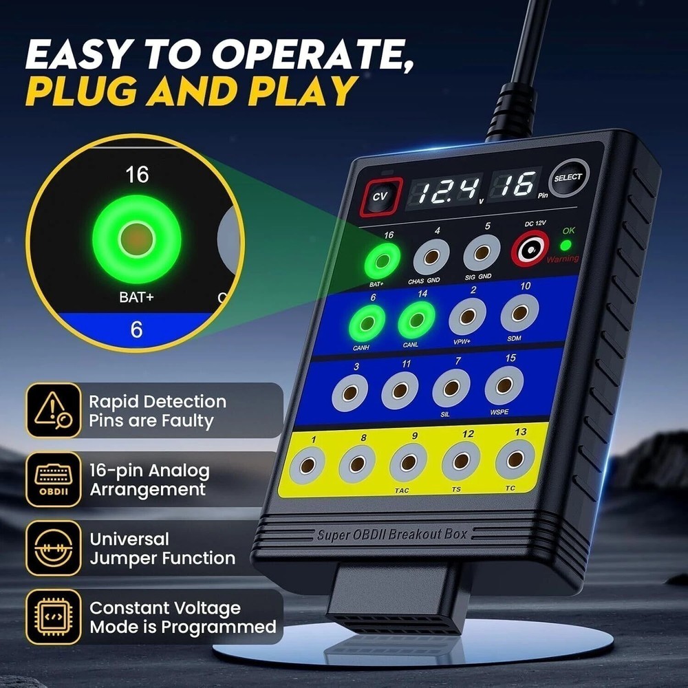 OBD2 Breakout Box 14V Remote Fob Key Program Tool Power Supply CODING Voltage