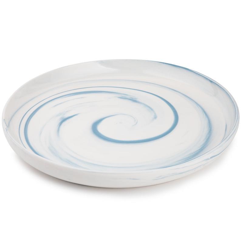 12 Piece Blue Marble Dinnerware Set Stoneware Microwave Dishwasher Safe Set New