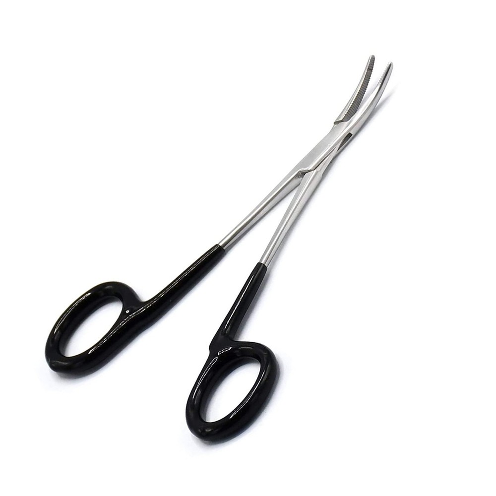 Non-Locking Hemostat Forceps Curved 5" Black PVC Coated Handle