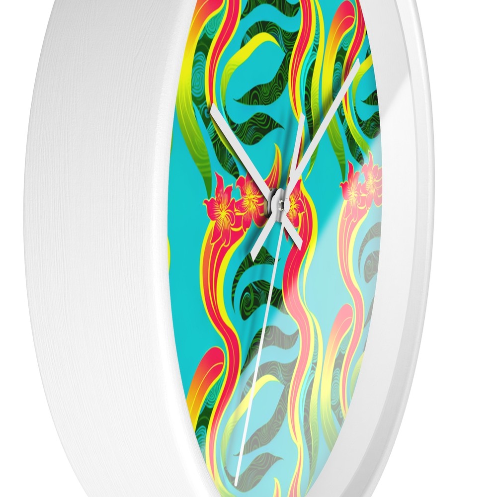 Home Decor Wall Clock Tropical Abstract Wave Pattern Modern Beach Home