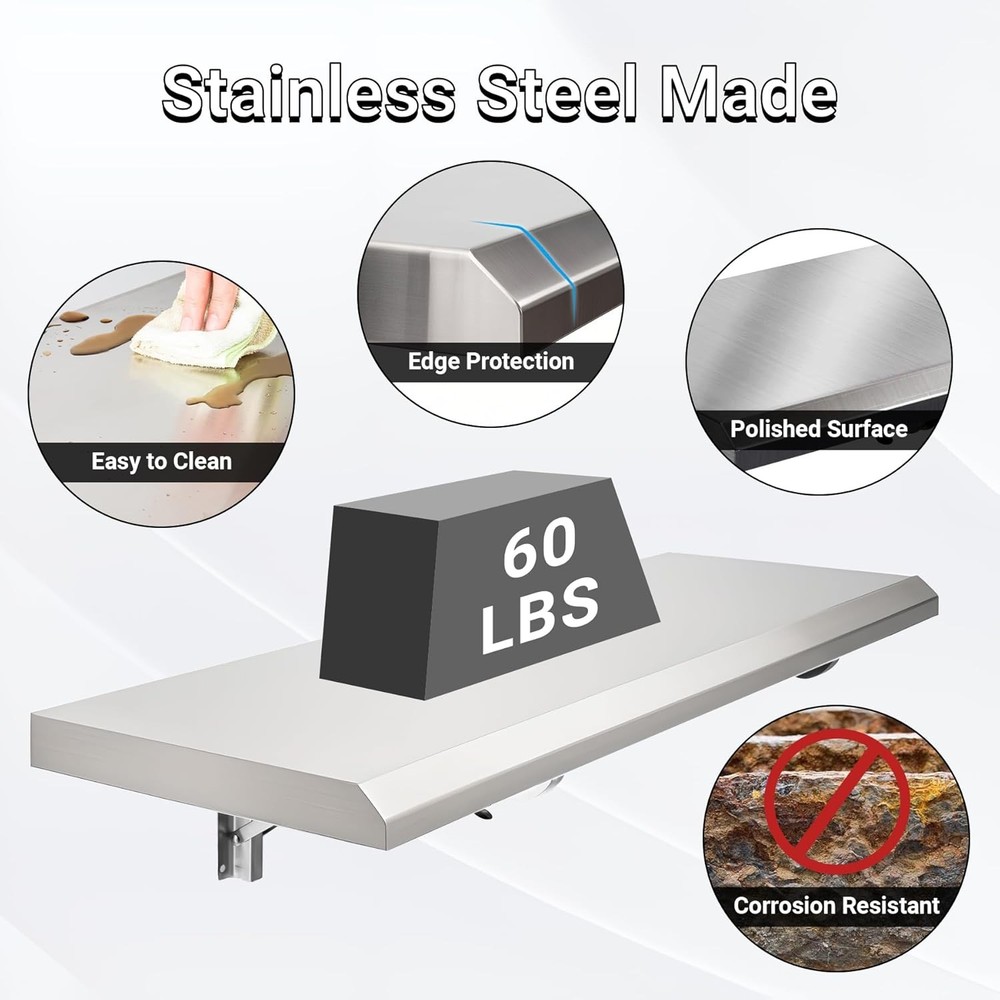 Folding Concession Shelf 72" x 12", Drop Down Concession Serving Window, Stai...