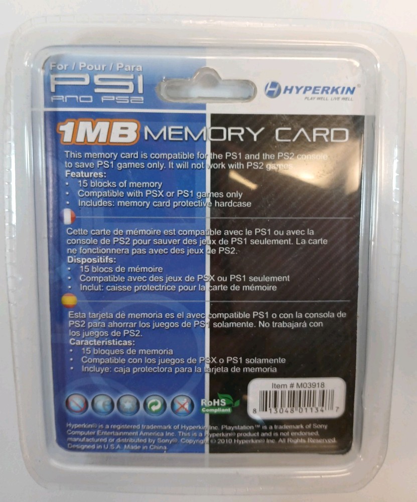 Playstation 1 PS1 Memory Card 1 MB