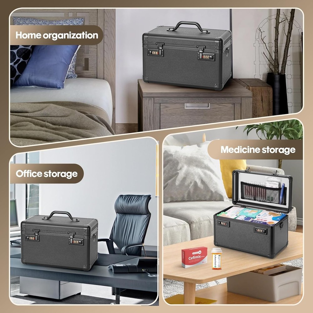 Large Lock Box Security Combination Lock Box Locking Storage Case Personal Items