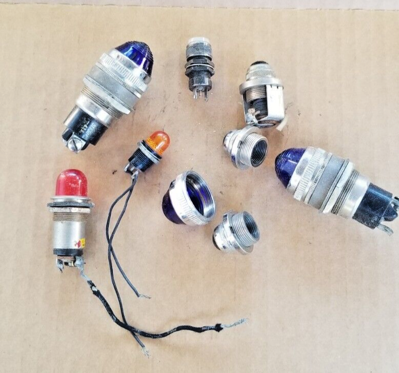 Vintage LOT Assortment Warning Pilot Incandescent Warning Light Indicator Lamp