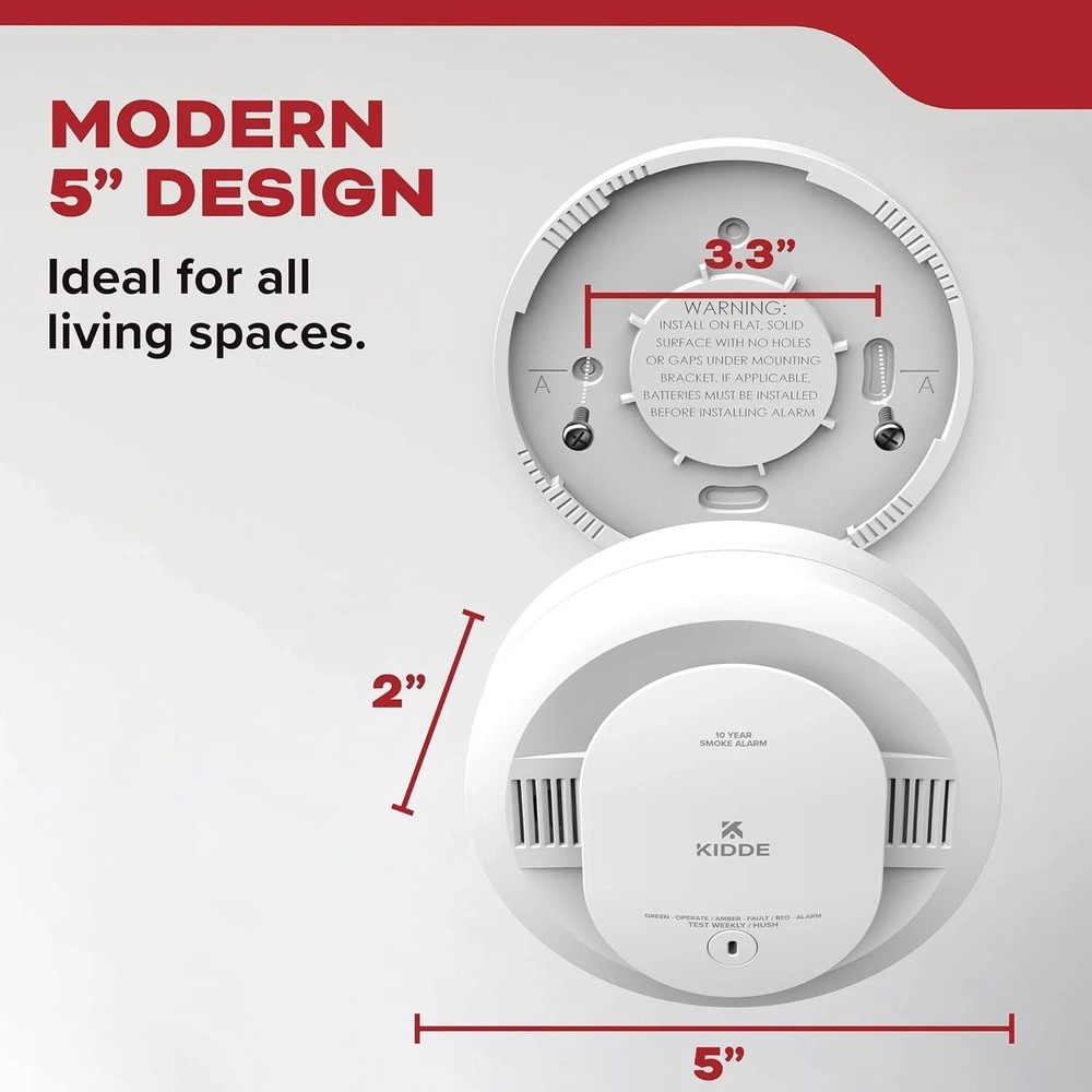 Kidde Smoke Detector 10-Year Battery Powered LED Warning Light 20SD10.