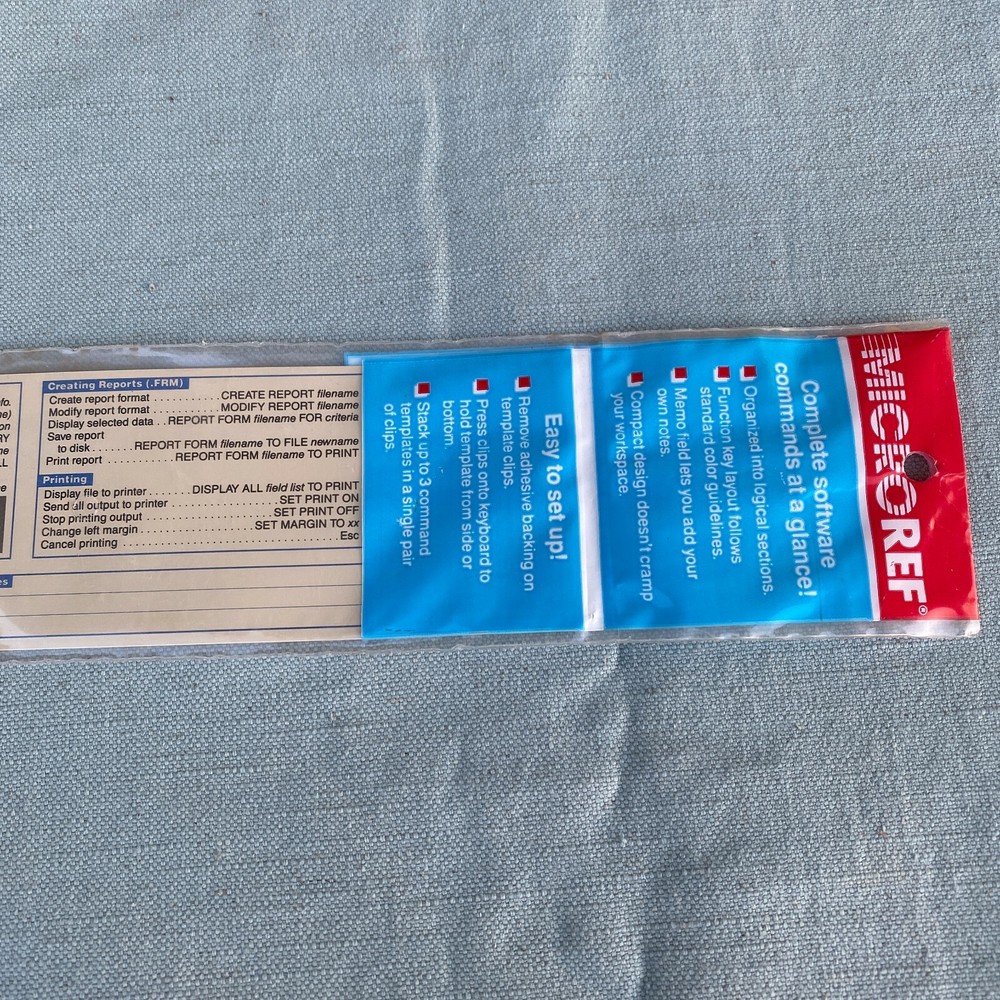 MicroRef Keyboard Template Kit dBase III Plus NEW Vintage PC Computer 18" Long