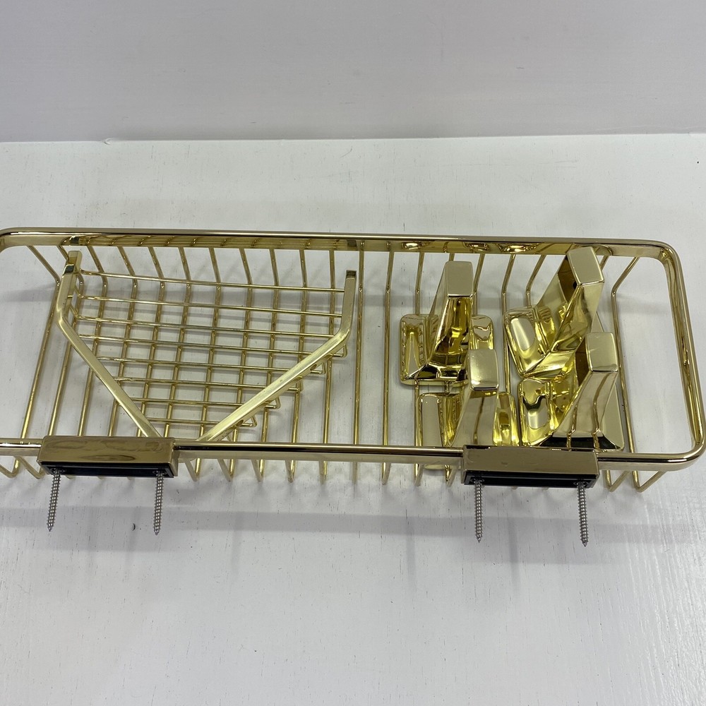 Deltana Solid Brass Wire Long / Corner Bath Shower Basket Set Bathroom Decor