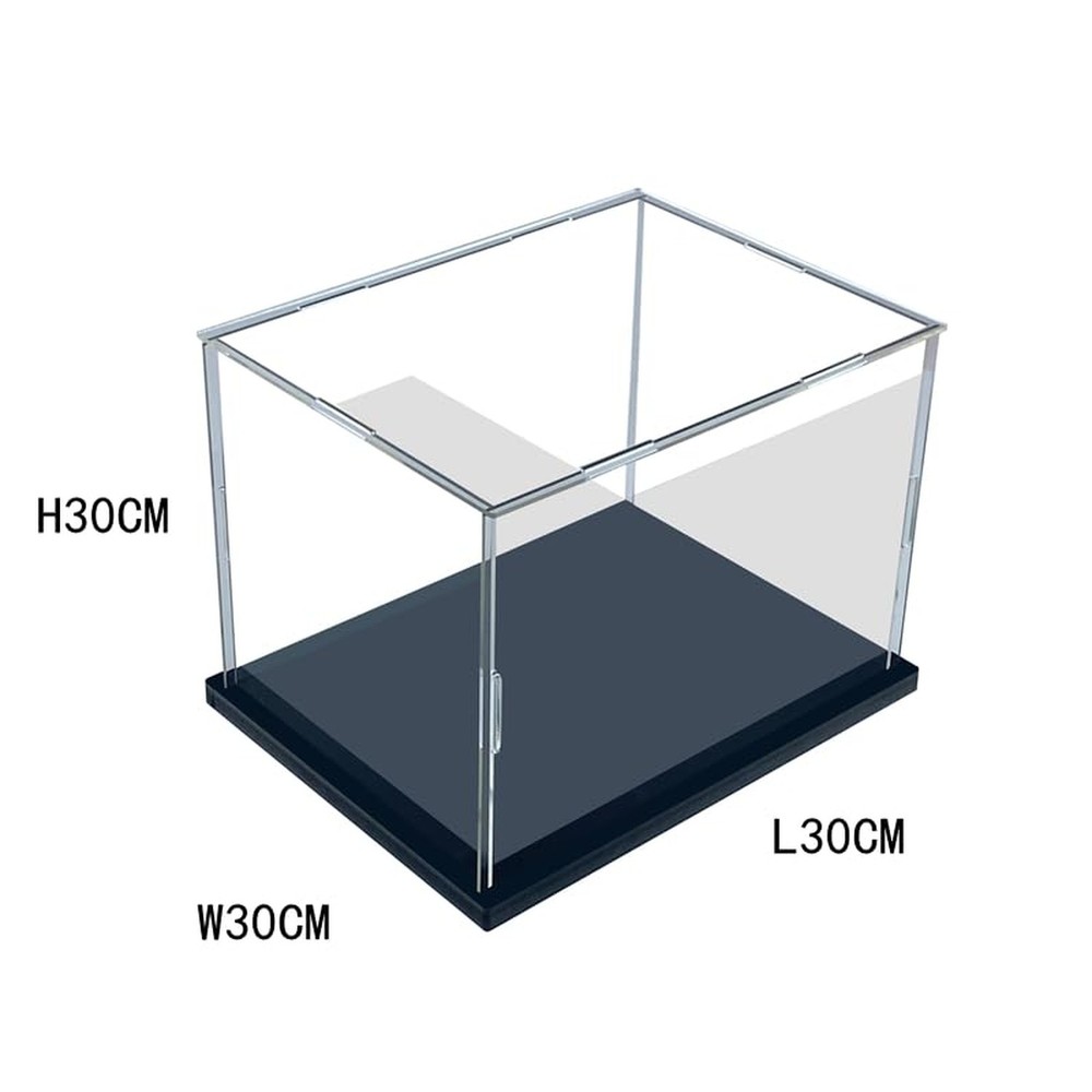Clear Acrylic Display Case, Assemble Cube Display Box Stand with Black Base, ...