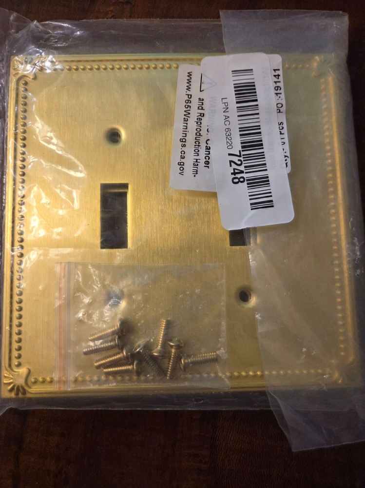 Gold Colored Metal Light Switch Cover - 2pk