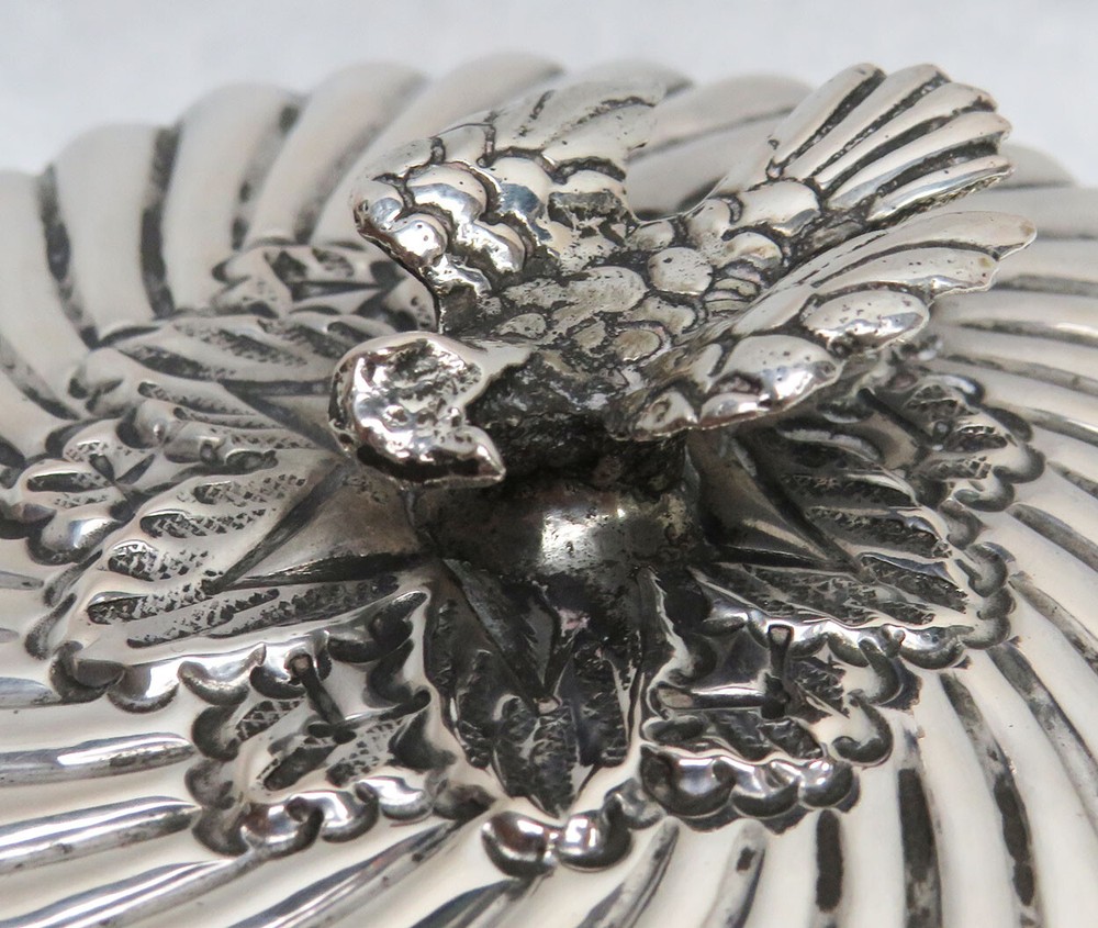 GREAT VINTAGE SOLID SILVER BIRD FINIAL POWER JAR