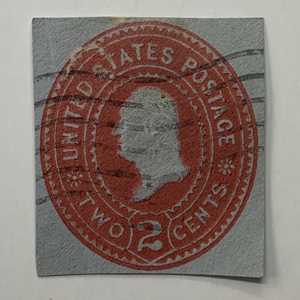 ERROR INK BLEEDING ON NOSE, CHIN AND REVERSE WASHINGTON 2C CUT SQUARE BLUE PAPER