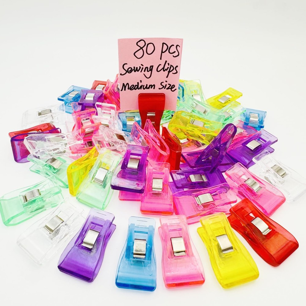 Medium Size Sewing Clips 9 Bright Colors Quilting Multipurpose 80 PCS
