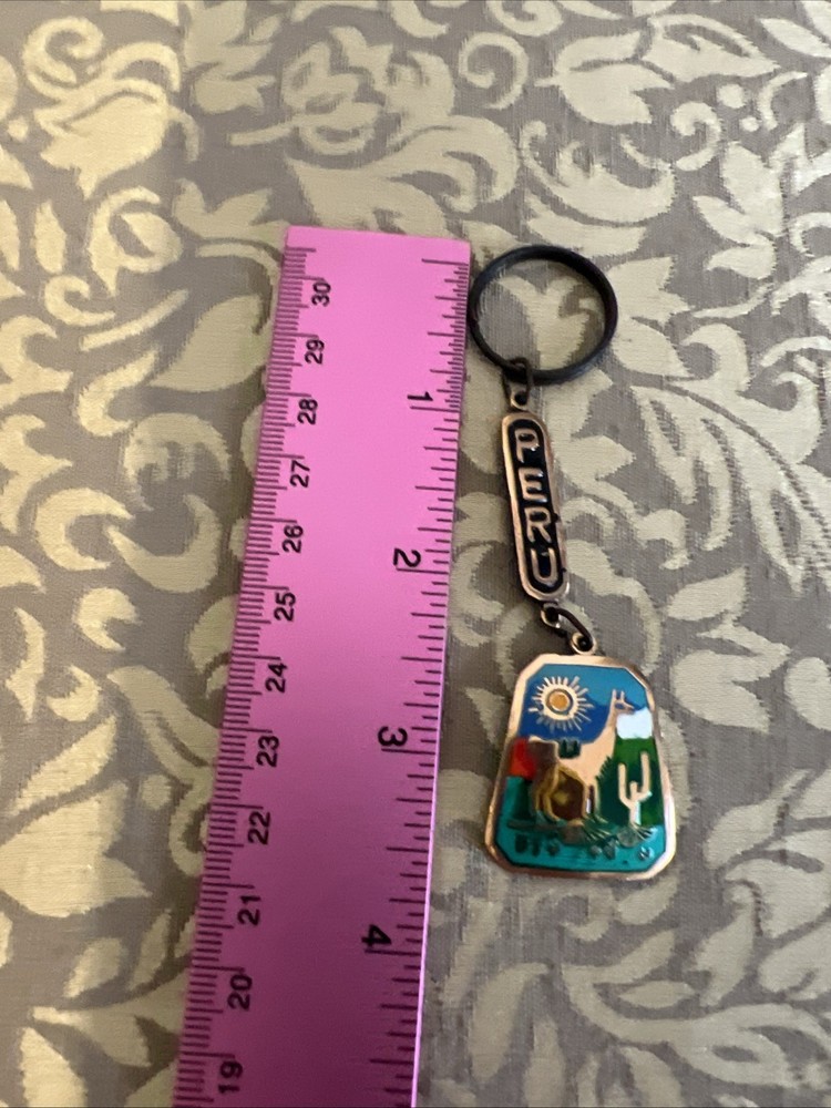 Vintage Peru Painted Keychain Llama
