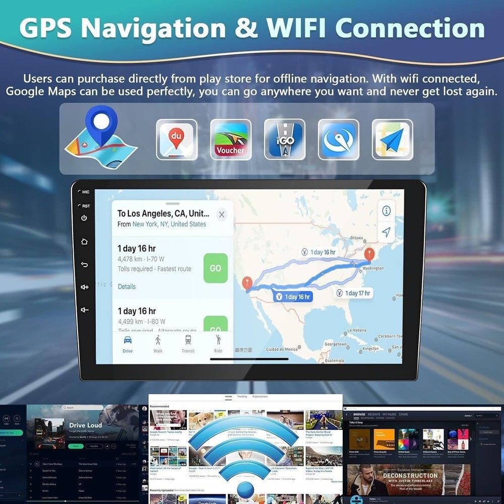 Android 14 7" IPS Double Din Car Stereo Wireless CarPlay Android Auto
