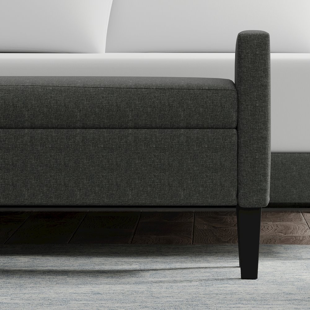 46" Storage Bench with Arms - Dark Gray