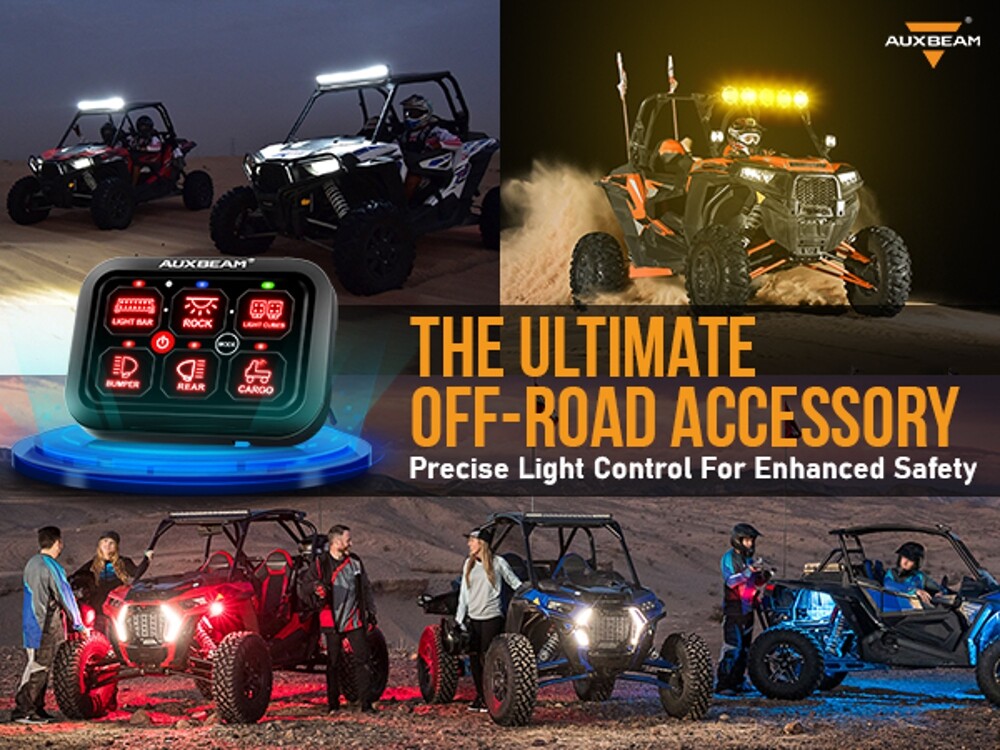 AUXBEAM 6 Gang RGB Switch Panel Toggle LED Light Circuit Relay System Controller