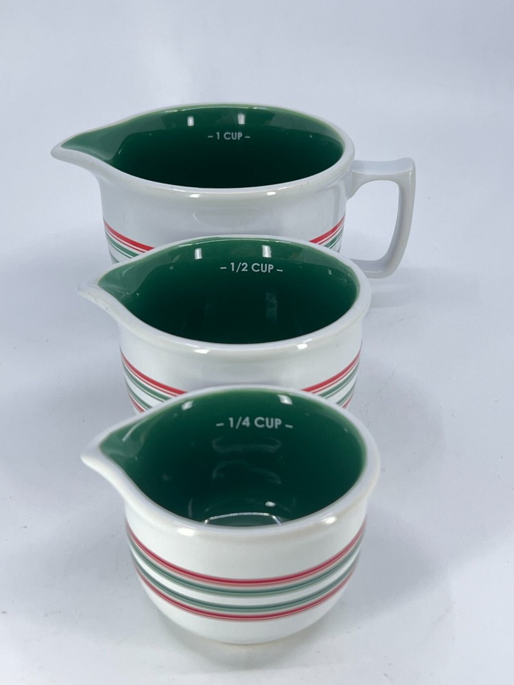 3pc Chantal Measuring Cups Nesting Bowls Stackable Striped 1 cup, .5 cup 1/4 cup