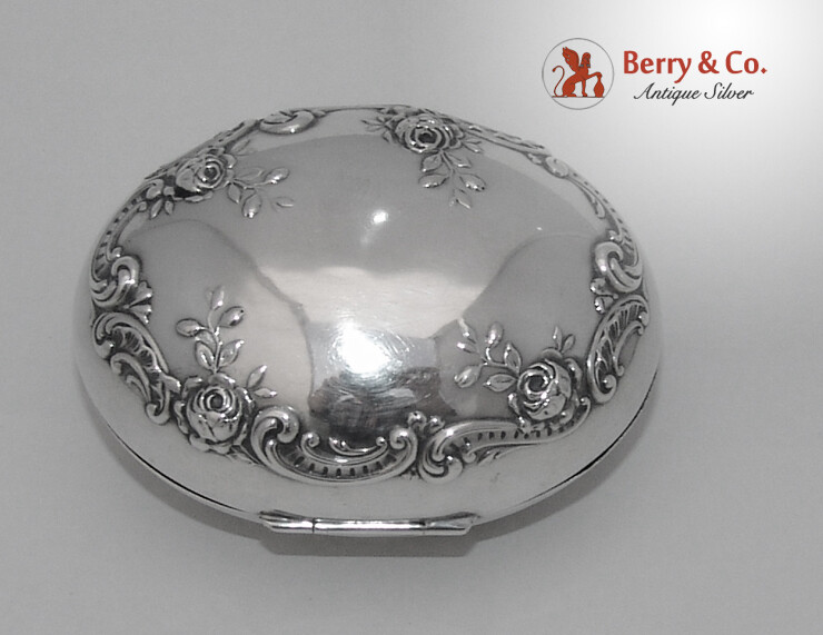 Rose and Scroll Soap Box Gorham Sterling Silver 1898 CRJ Monogram