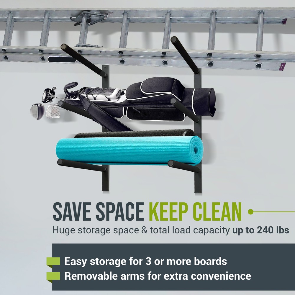 Wall Mount Tool Rack Garage Organizer Lumber Storage Rack, 3 Level Utility Racks