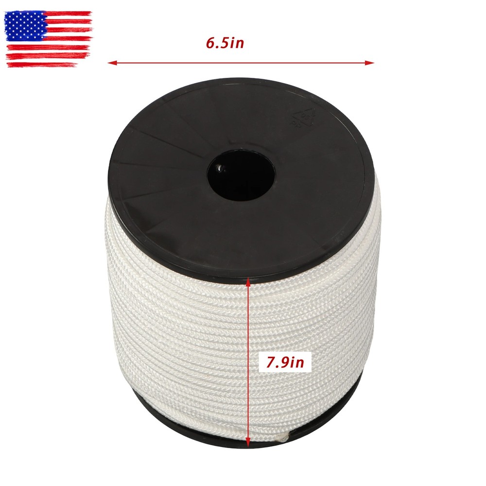 1/4 Inch × 250ft White Nylon Solid Braid Rope High UV & Abrasion Resistance