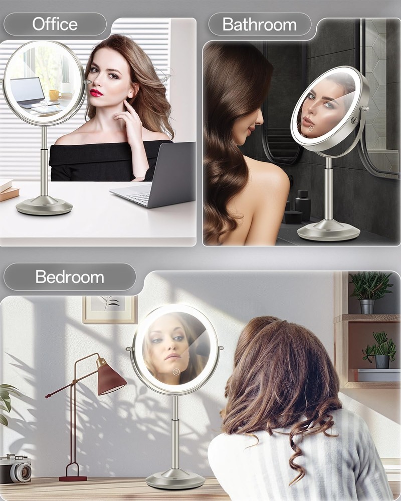 Makeup Mirror with Lights, 1X/30X Lighted Magnifying Mirror Height Adjustable...
