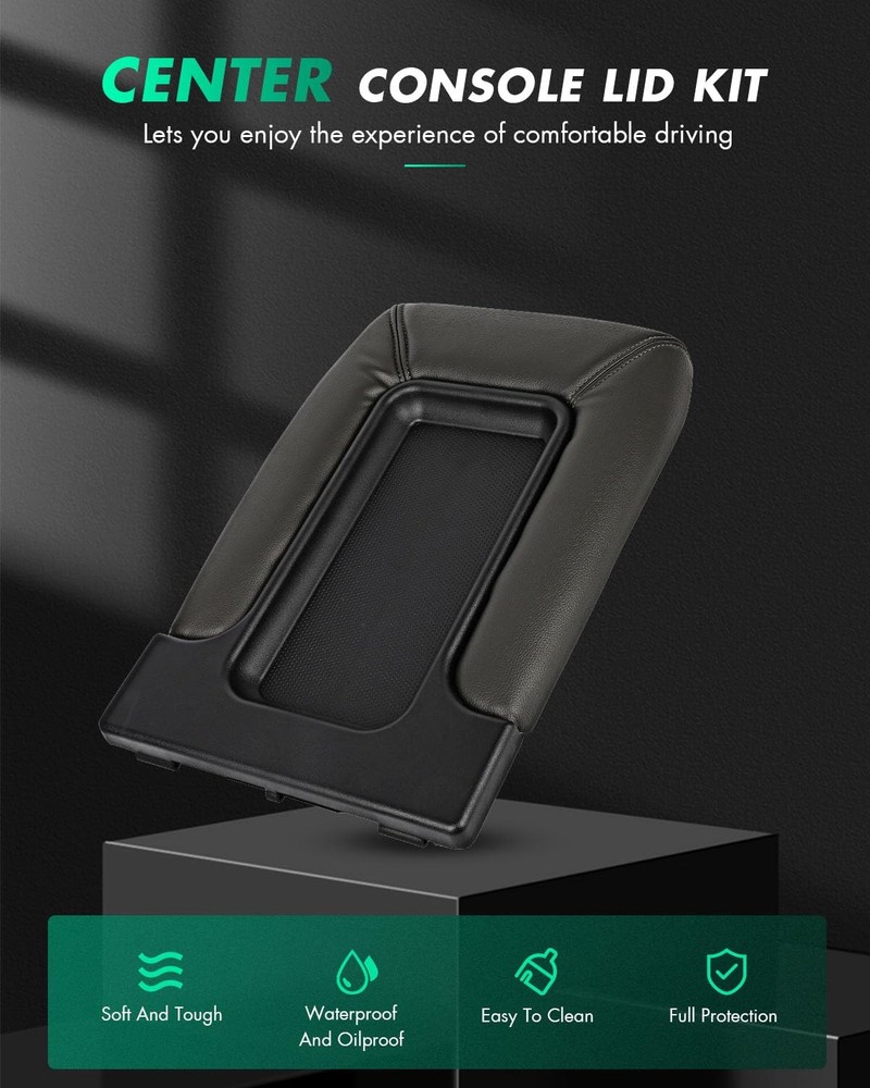 SCITOO Center Console Lid Replacement Kit for 1999-2007 For Chevy Dark Grey