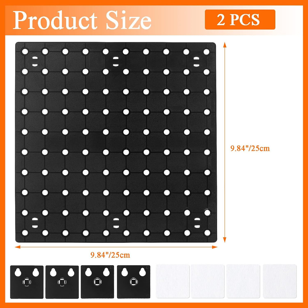 2 PCS Pegboard Wall Organizer, Self-Adhesive Peg Board Wall Panel Kits Pegboard