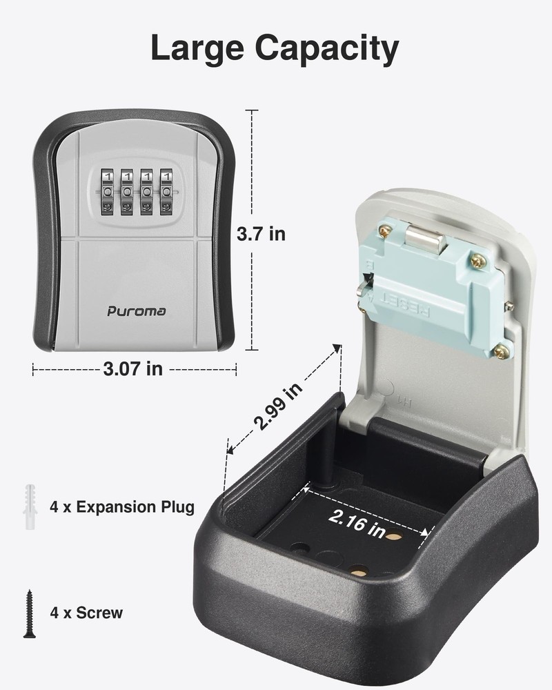 Key Lock Box Combination Lockbox WallMounted Key Storage Box for House Keys, ...