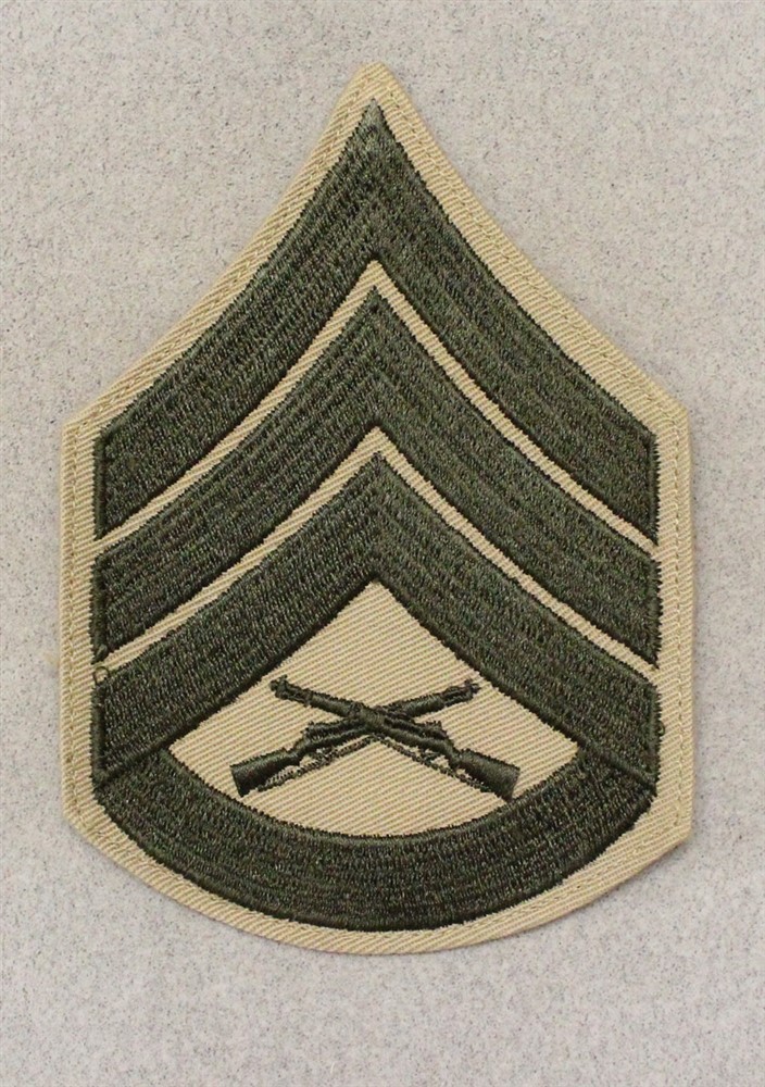 USMC Marine Rank Chevron 856: Staff Sergeant, single - khaki