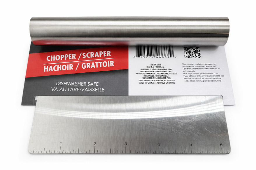 2 Pack Stainless Steel Bench Scraper & Rolling Pin Set Chopper Dough Scraper