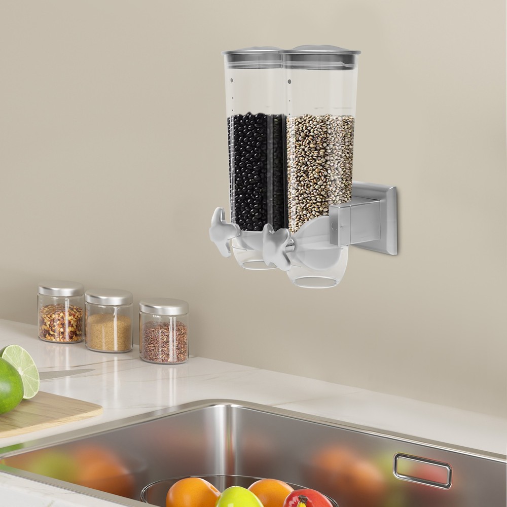 Wall-mounted Food Dispenser Column 3L/101oz Storage Container Silver
