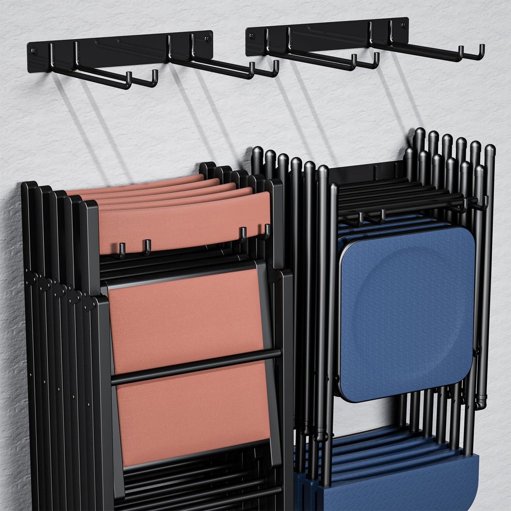 Folding Chair Storage Rack Wall Mount - 2 Pack 240 LBS Capacity