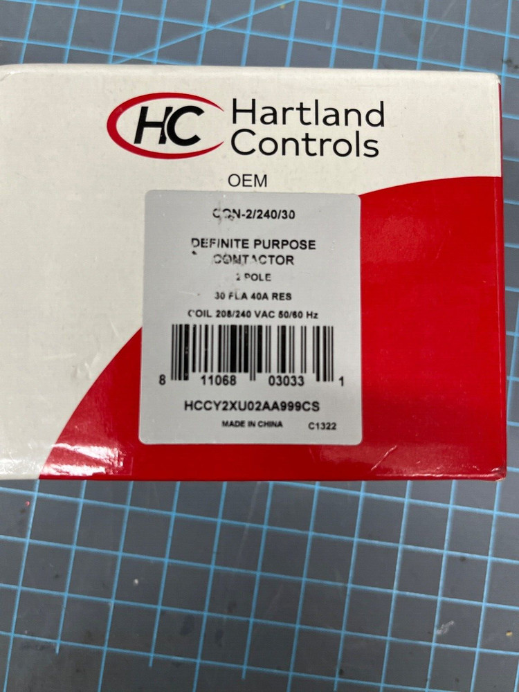 Hartland Controls CONTACTOR 240V 40AMP 240V COIL HCCY2XU02AA999CS