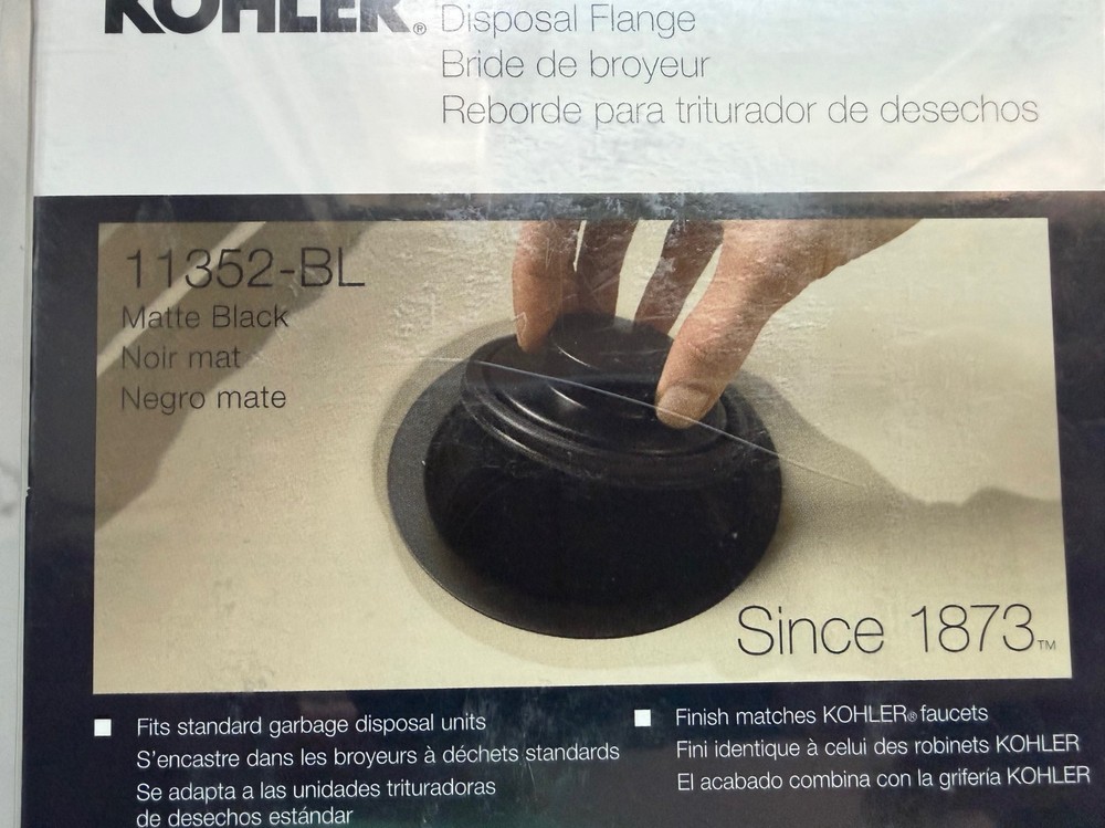 K-11352-BL Solid Durable Disposal Flange and Stopper Matte Black
